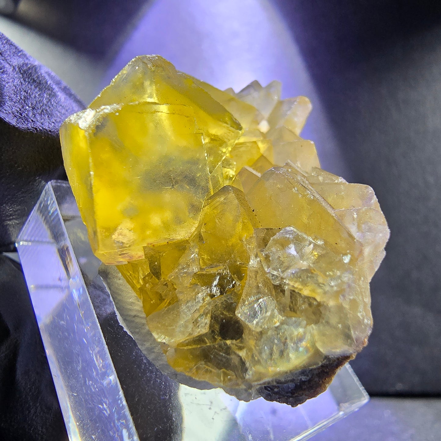 Seltene Honey Pocket Phantom Fluorit XX Würfel Stufe 31*20*19mm Okorusu, Namibia