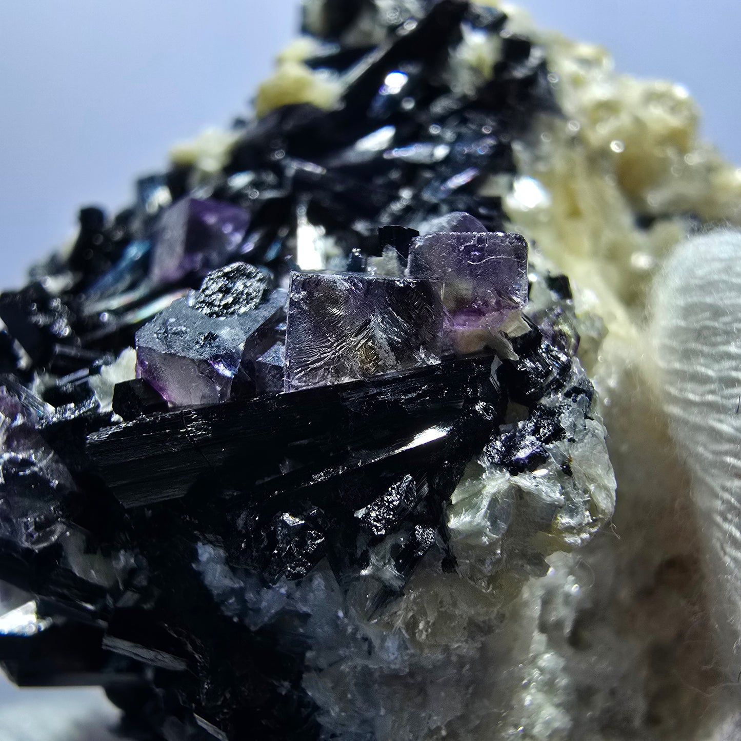 Colorful Phantom Fluorite Cubes Schorl Tourmaline Muscovite Erongo, Namibia 60*52*41mm