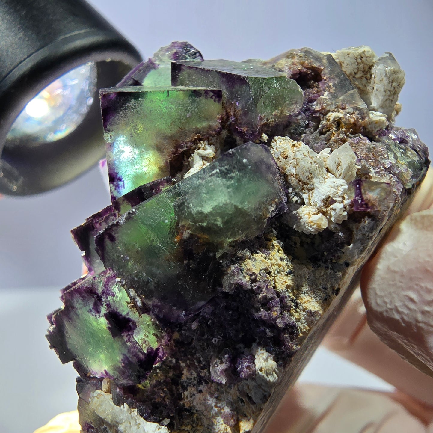 Spécimen de cube de fluorite fantôme, parqueté, zonal Okorusu, Namibie 54 x 39 x 38 mm