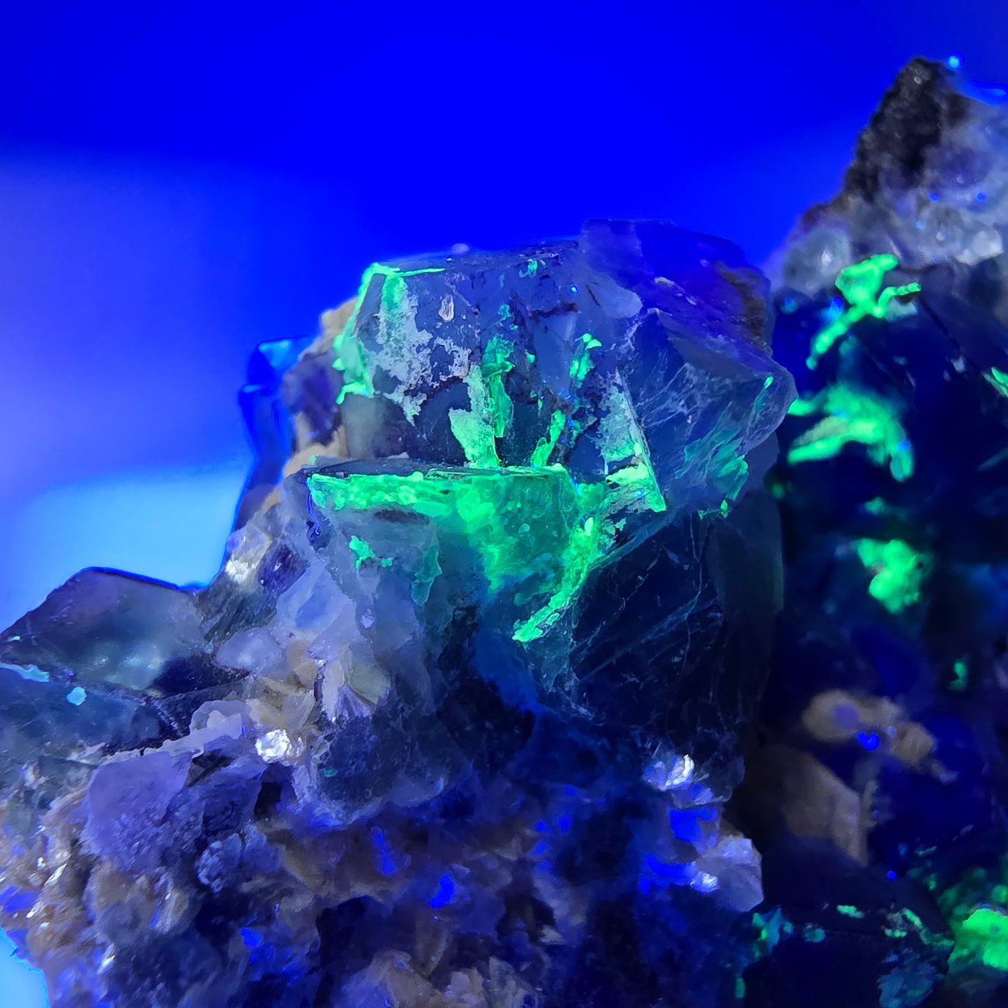 Phantom Fluorit zonal Schörl Rauchquarz Muskovit Hyalit Erongo, Namibia 69*56*40mm
