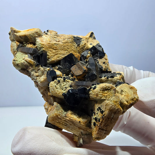 Seltene Schörl Turmalin, Rauchquarz, Orthoklas Stufe Erongo, Namibia 61*51*22mm