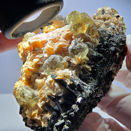 Große Phantom Fluorit, Schörl Turmalin Muskovit Stufe Erongo Namibia 108*58*43mm