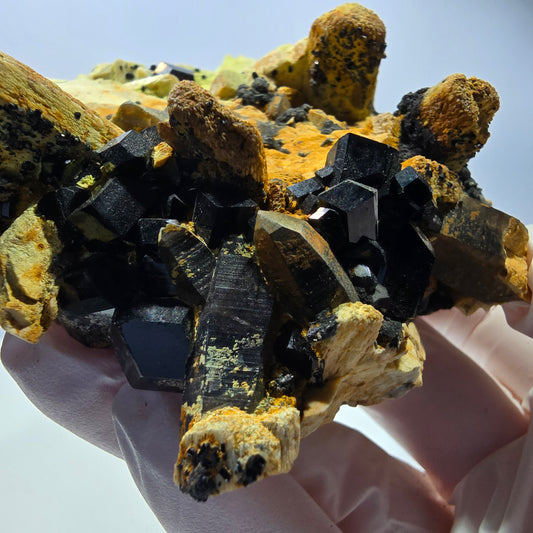 Große Rauchquarz, Schörl Turmalin, Orthoklas Stufe Erongo, Namibia 102*90*40mm