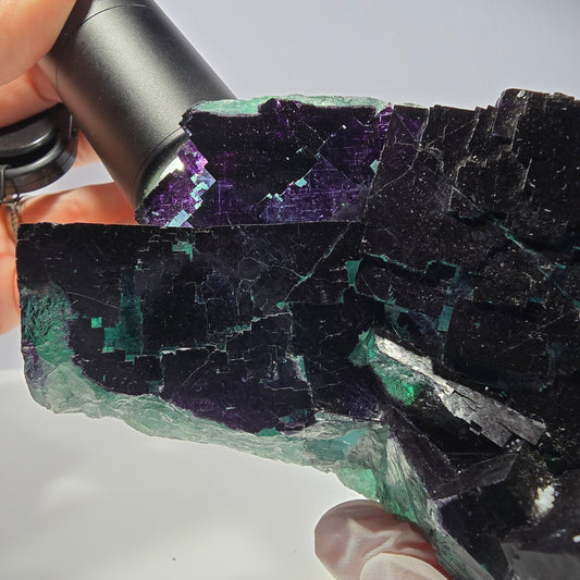 Cube de fluorite fantôme XL vert violet 11:11 Angel Pocket Okorusu, Namibie 150*78*43mm