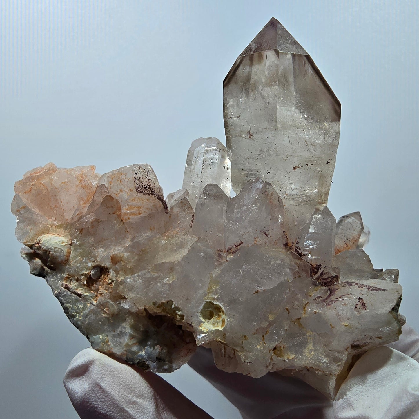 Große Phantom Rauchquarz Zepter auf Matrix Stufe Goboboseb, Namibia 82*64*71mm