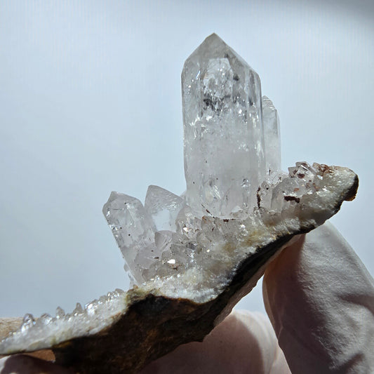 Quartz fumé fantôme transparent sur matrice étagée Goboboseb, Namibie 49*34*26mm