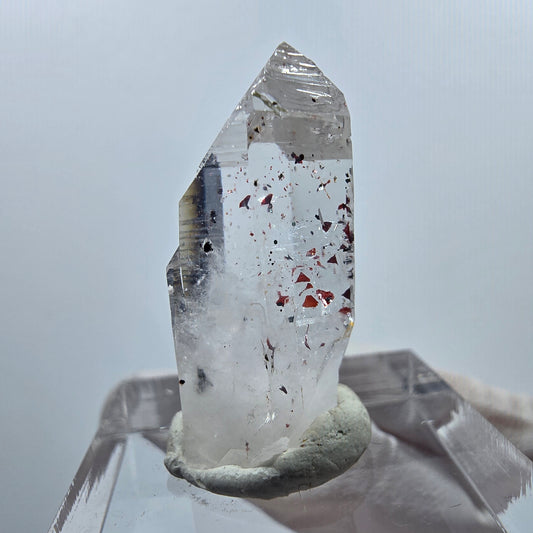 Harlekin Lemurian Hämatit Quarz Spitze Streep Mine Goboboseb, Namibia 27*13*11mm