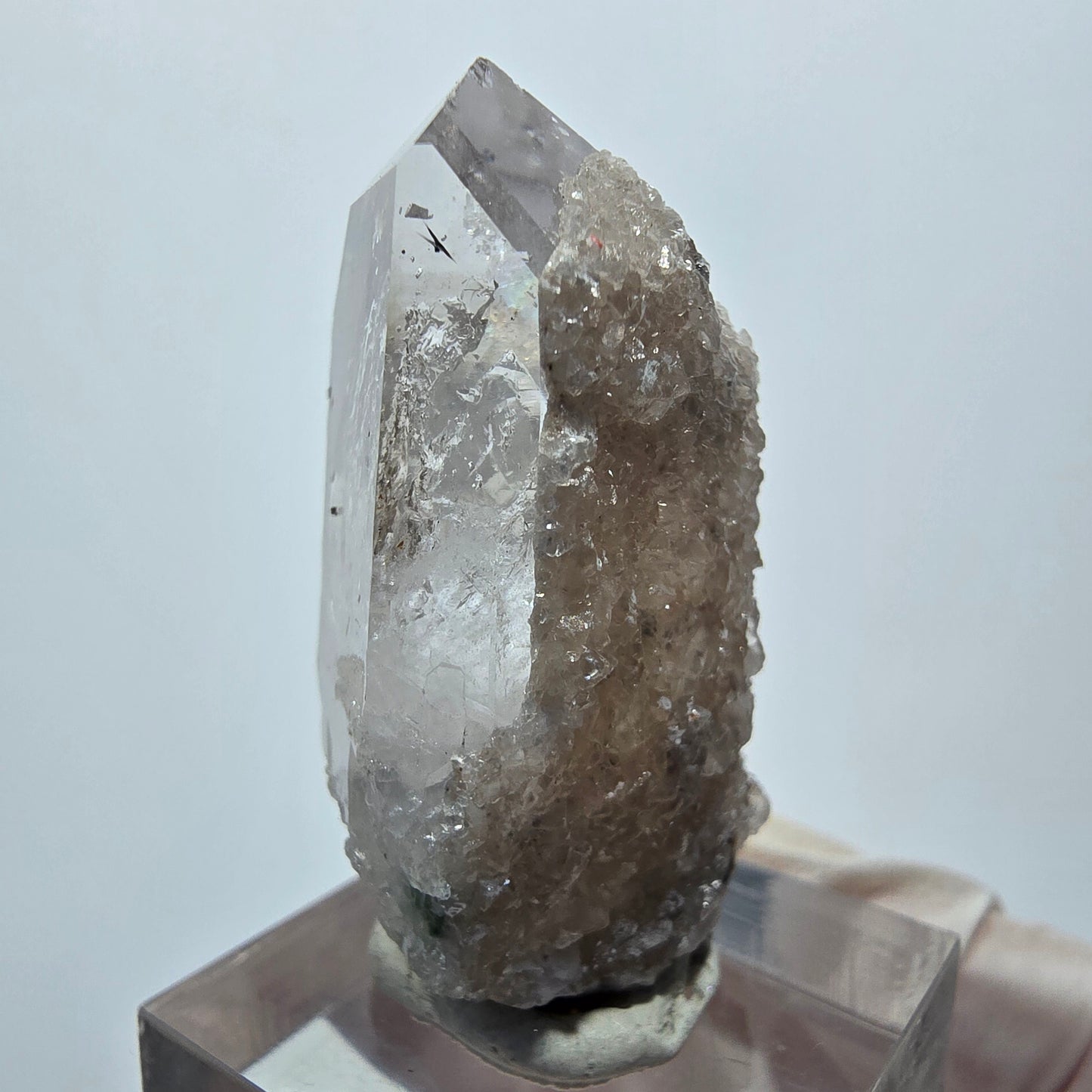 Enhydro Harlekin Quarz Analcim Calcit, 2x Blase Streep Mine Goboboseb Namibia 40*22*23mm