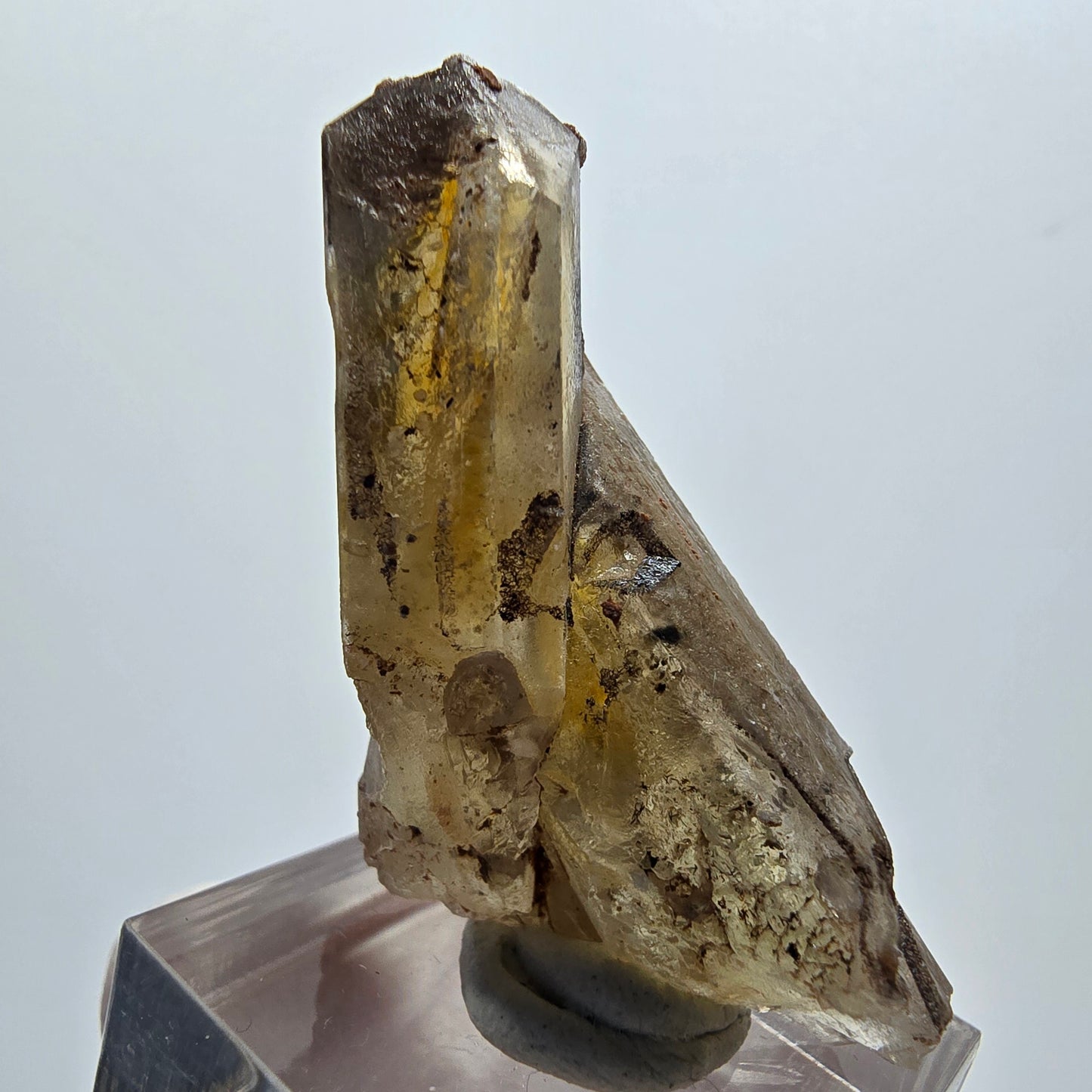 Cristal de barytine rare, jaune brunâtre, Brukkaros, Namibie, 46*23*22 mm