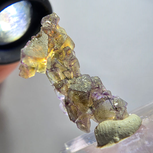 Seltene Phantom Fluorit Würfel Stufe, lila grün gelb Erongo, Namibia 25*13*11mm