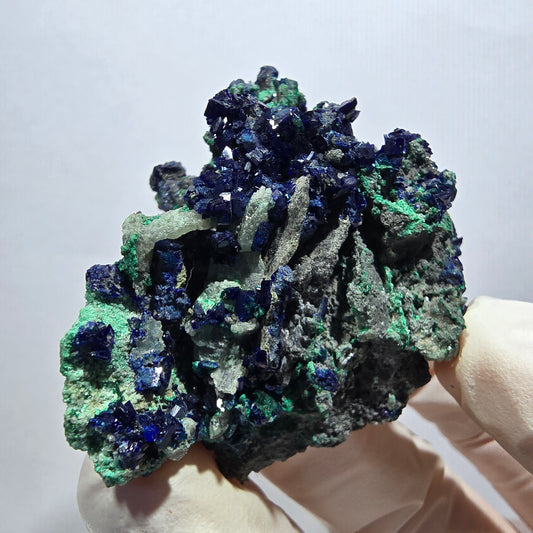 Seltene Azurit XX, Malachit, Calcit Stufe Tsumeb Mine, Namibia 53*40*25mm