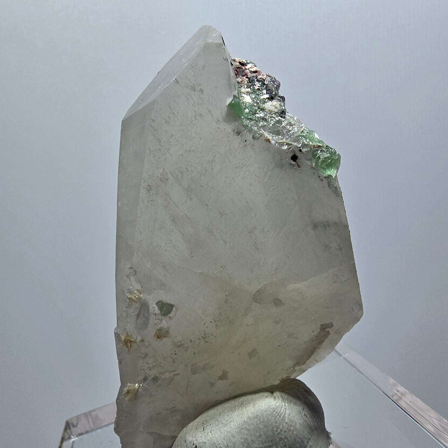 Phantom Fluorit, Rauchquarz, Schörl Turmalin, Muskovit Stufe Erongo, Namibia 56*32*13mm