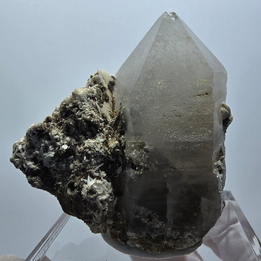 Phantom Rauchquarz, Muskovit, Schörl Turmalin, Hyalit Opal Erongo, Namibia 53*49*39 mm