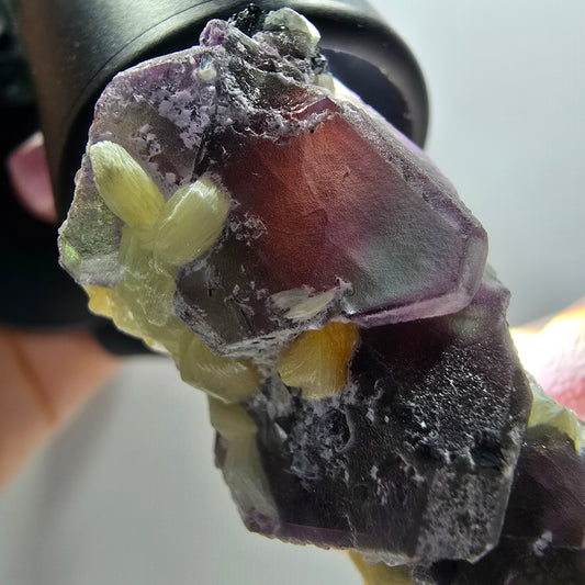 Phantom fluorite cube, hexagonal, Schörl tourmaline, muscovite Erongo, Namibia 44*26*25mm