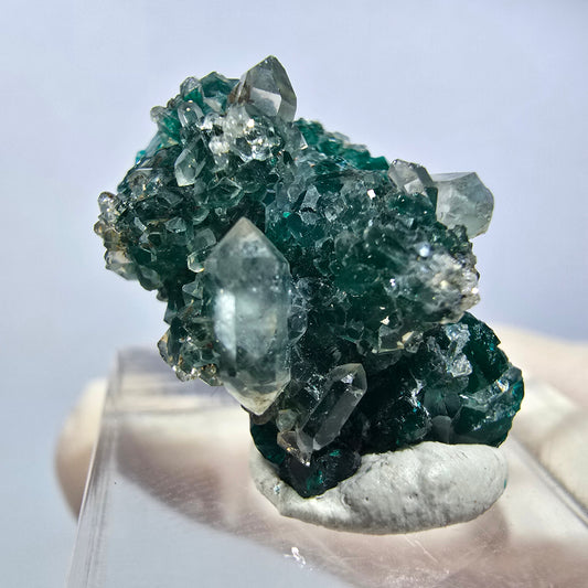 Seltene Dioptas XX, Calcit, Quarz Stufe Republik Kongo 24*15*11mm