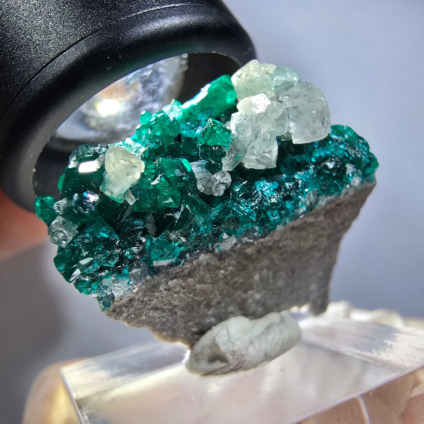 Seltene Dioptas XX, Calcit Stufe Republik Kongo 30*28*14mm