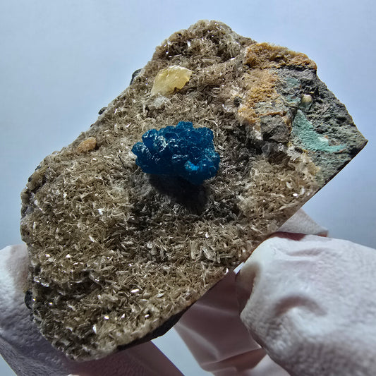 Rare cavansite on matrix, Wagholi, Poona, Maharashtra, India, 59*43*28mm