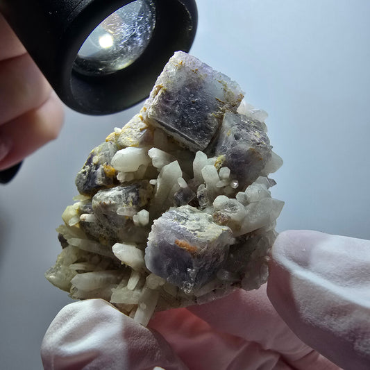 Seltene Phantom Fluorit Würfel, Quarz Stufe Brandberg, Namibia 42*33*20mm