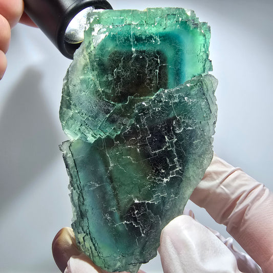 Phantom Fluorit Würfel Stufe, gestuft, grün braun Okorusu, Namibia 94*48*37mm