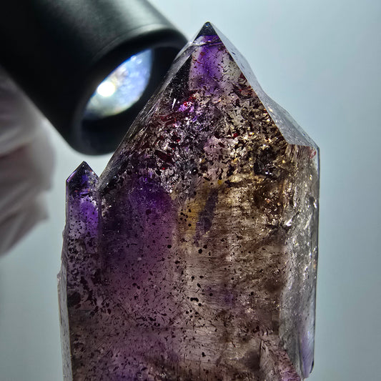 Enhydro Skelett Phantom Amethyst DT Zepter, Hämatit Goboboseb Namibia 60*28*15mm