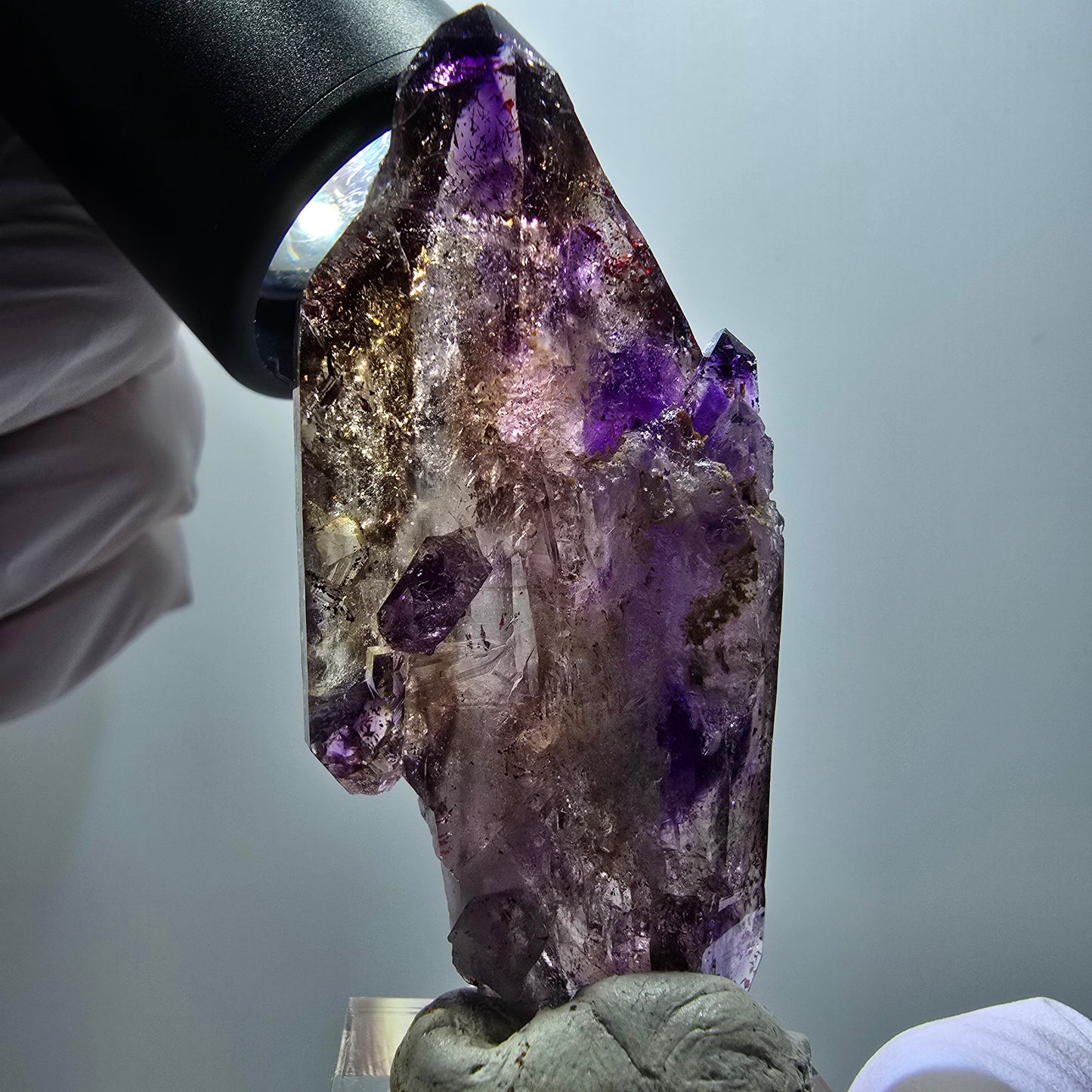 Enhydro Skelett Phantom Amethyst DT Zepter, Hämatit Goboboseb Namibia 60*28*15mm