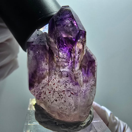 Skelett Phantom Amethyst Zepter, Hämatit Stufe Goboboseb, Namibia 41*26*21mm