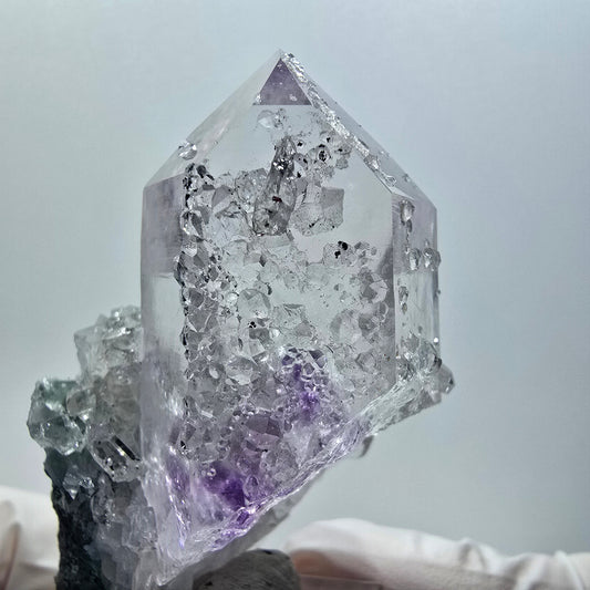 Enhydro Phantom Amethyst , Analcim, Calcit Streep Mine, Goboboseb, Namibia 58*40*35mm