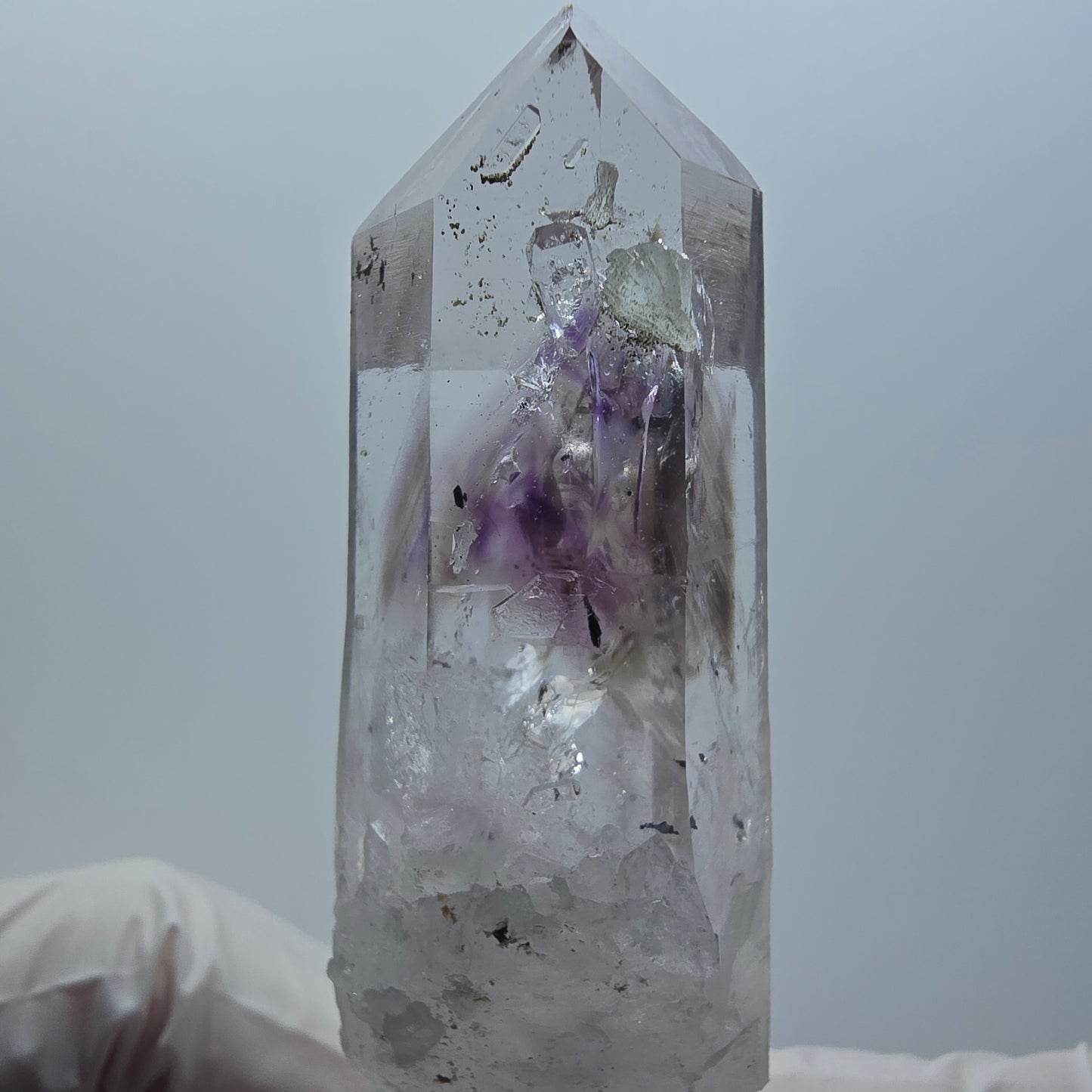 Enhydro Phantom Amethyst mit Prehnit, 2x Blase Streep Mine, Goboboseb, Namibia 78*28*25mm