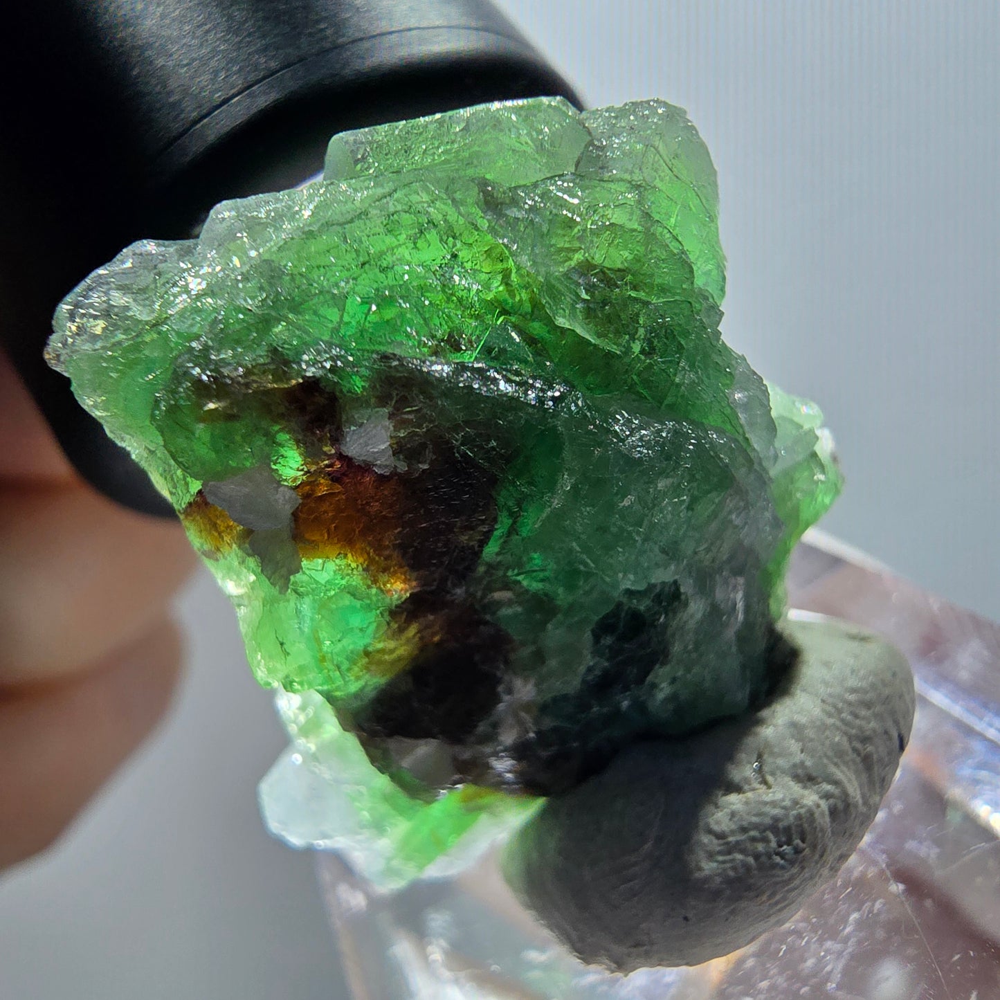 Phantom Fluorit, hexagonal, Muskovit Stufe Erongo, Namibia 32*25*14mm