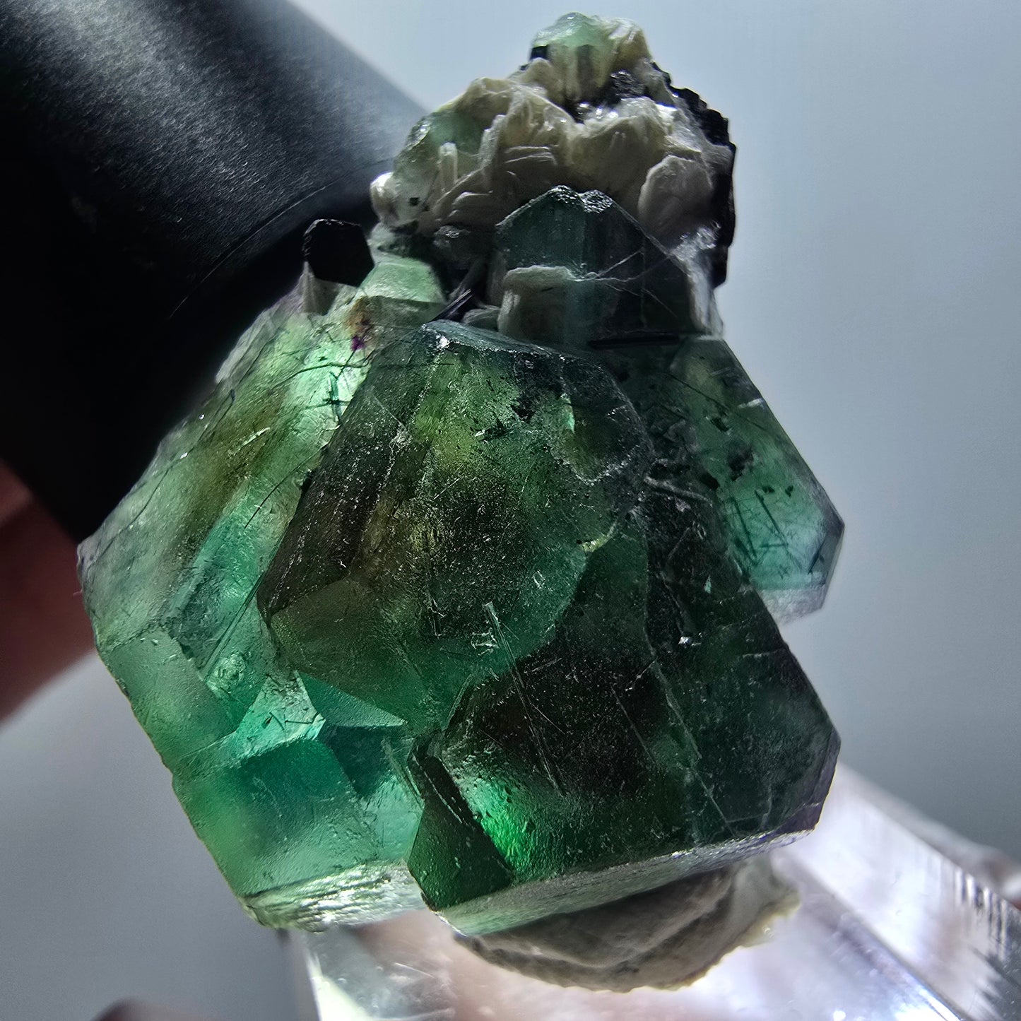 Phantom Fluorit, hexagonal, Schörl Turmalin, Muskovit Erongo, Namibia 38*29*16mm