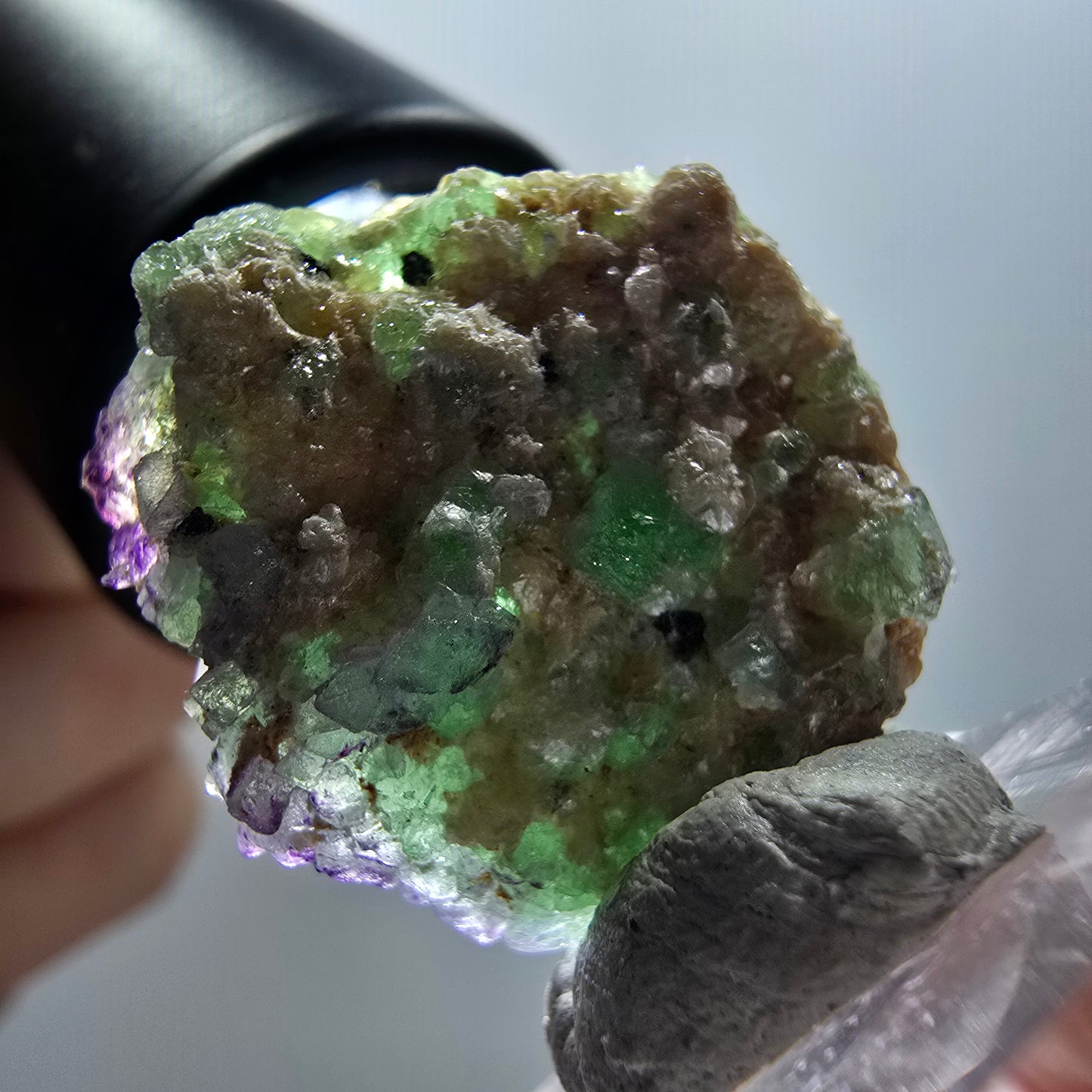 Phantom Fluorit, zonal, Muskovit Stufe Erongo, Namibia 27*24*11mm