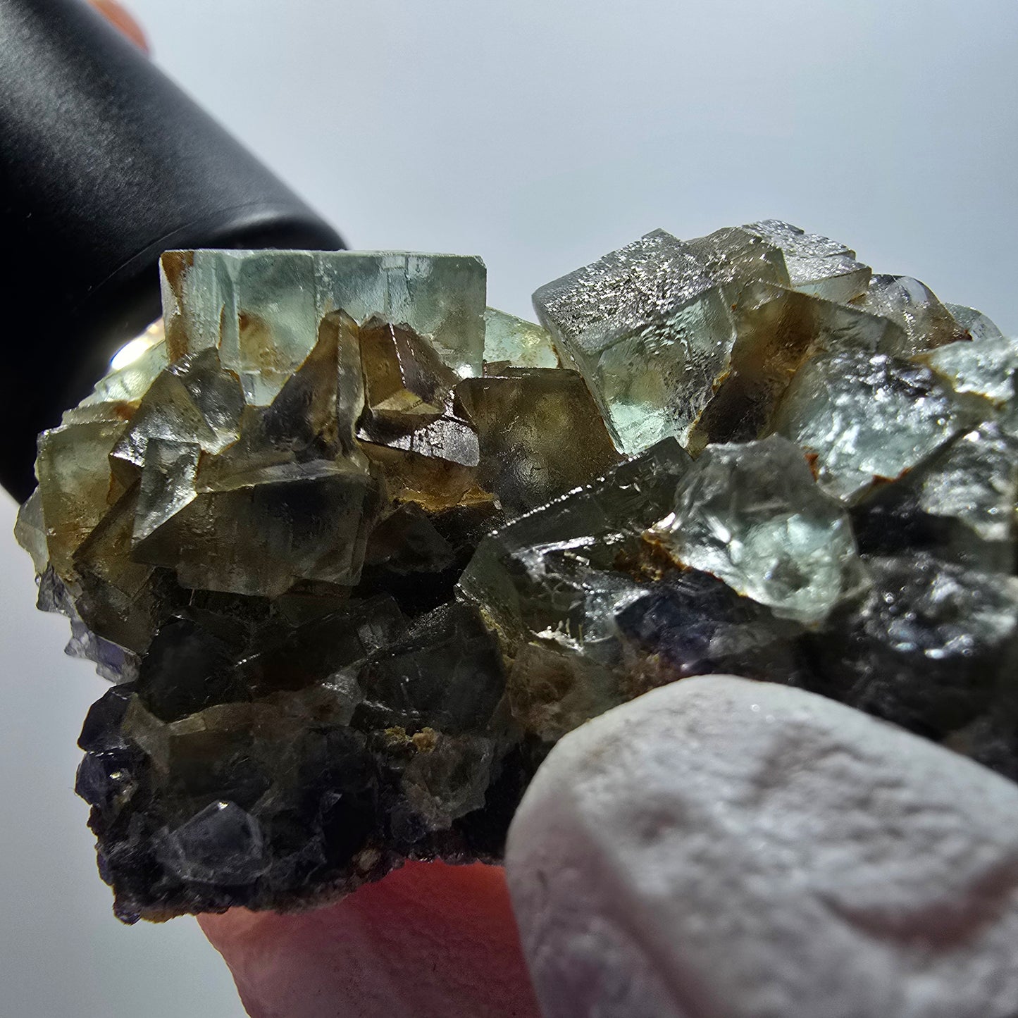 Seltene Phantom Fluorit Würfel parkettiert grün lila Okorusu, Namibia 67*34*25mm