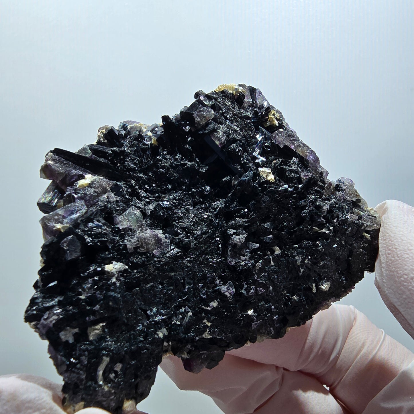 Bunte Phantom Fluorit, Schörl Turmalin, Muskovit Erongo, Namibia 69*52*26mm