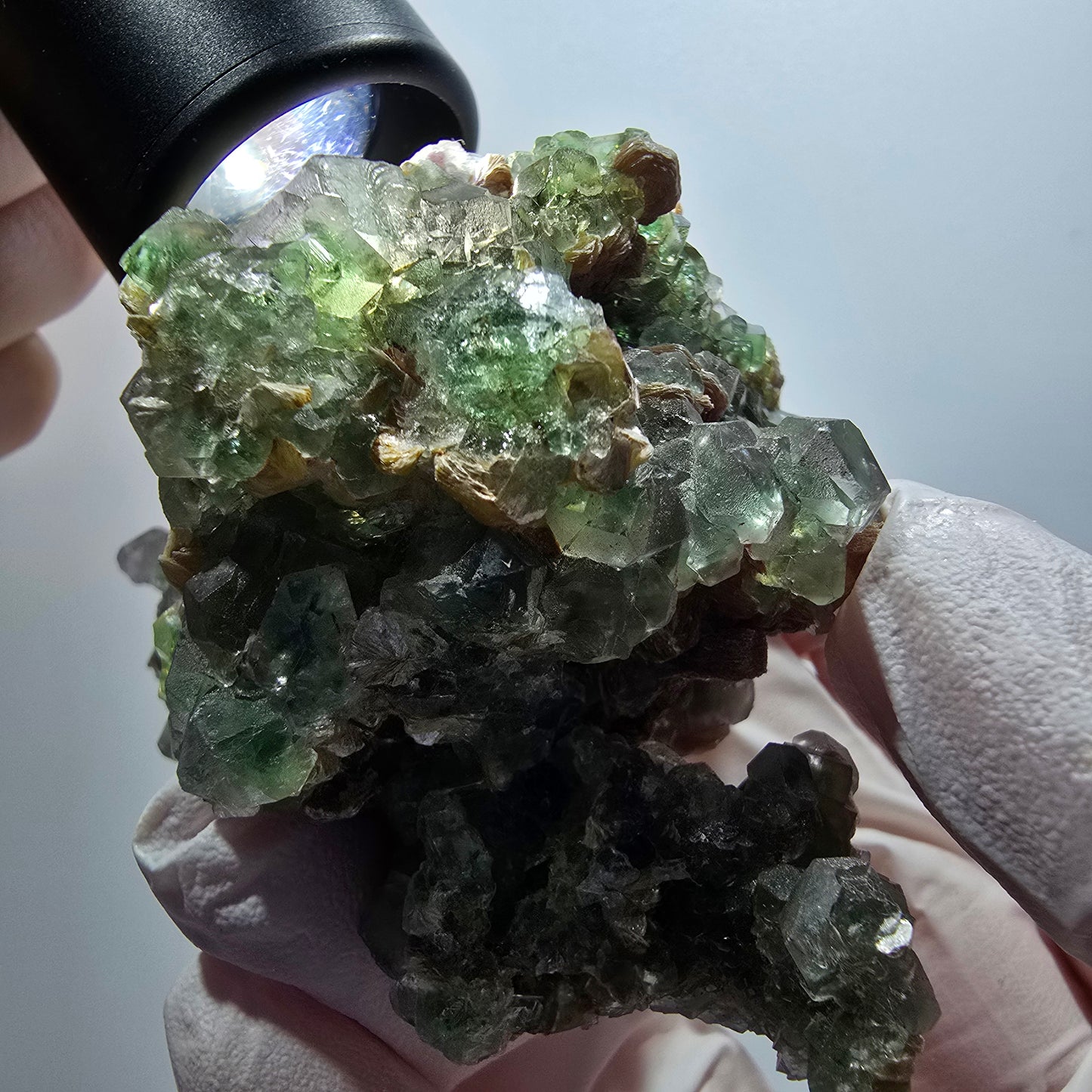 Seltene Phantom Fluorit Würfel, Muskovit Stufe Erongo, Namibia 77*54*59mm