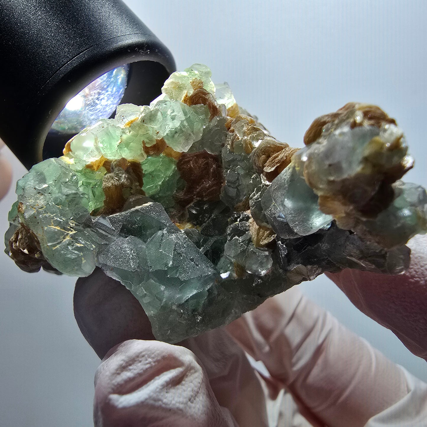 Seltene Phantom Fluorit Würfel, Muskovit Stufe Erongo, Namibia 68*51*41mm