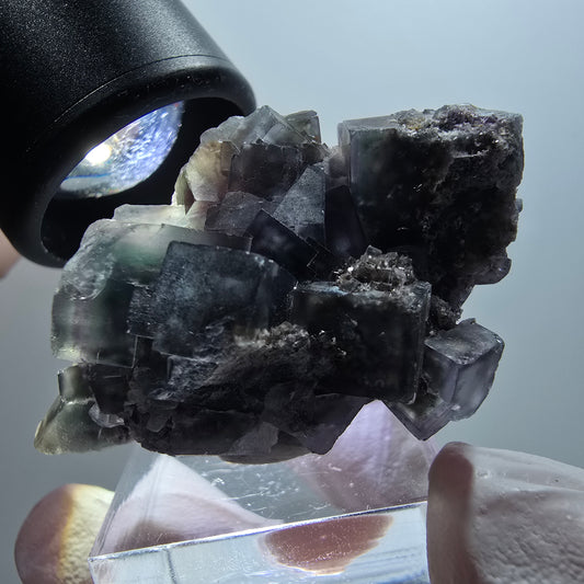 Seltene Phantom Fluorit Würfel, grün lila Okorusu, Namibia 51*31*28mm