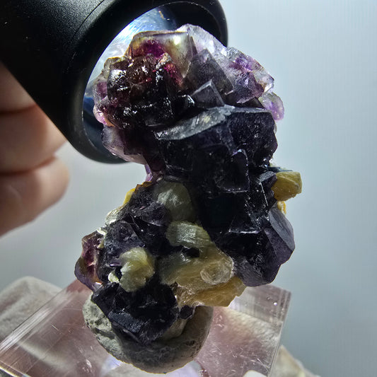 Bunte Phantom Fluorit, Schörl Turmalin, Muskovit Erongo, Namibia 36*25*20mm