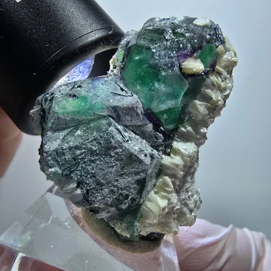 Phantom Fluorit, Schörl Turmalin, Muskovit Stufe Erongo, Namibia 42*37*25mm