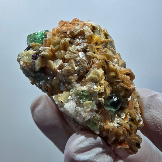 Phantom Fluorit, Schörl Turmalin, Muskovit Stufe Erongo, Namibia 54*39*34mm