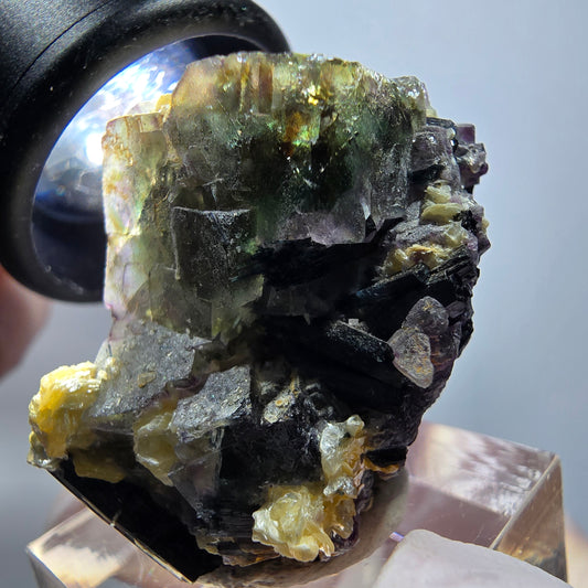 Phantom Fluorit, Schörl Turmalin, Muskovit Stufe Erongo, Namibia 37*25*26mm