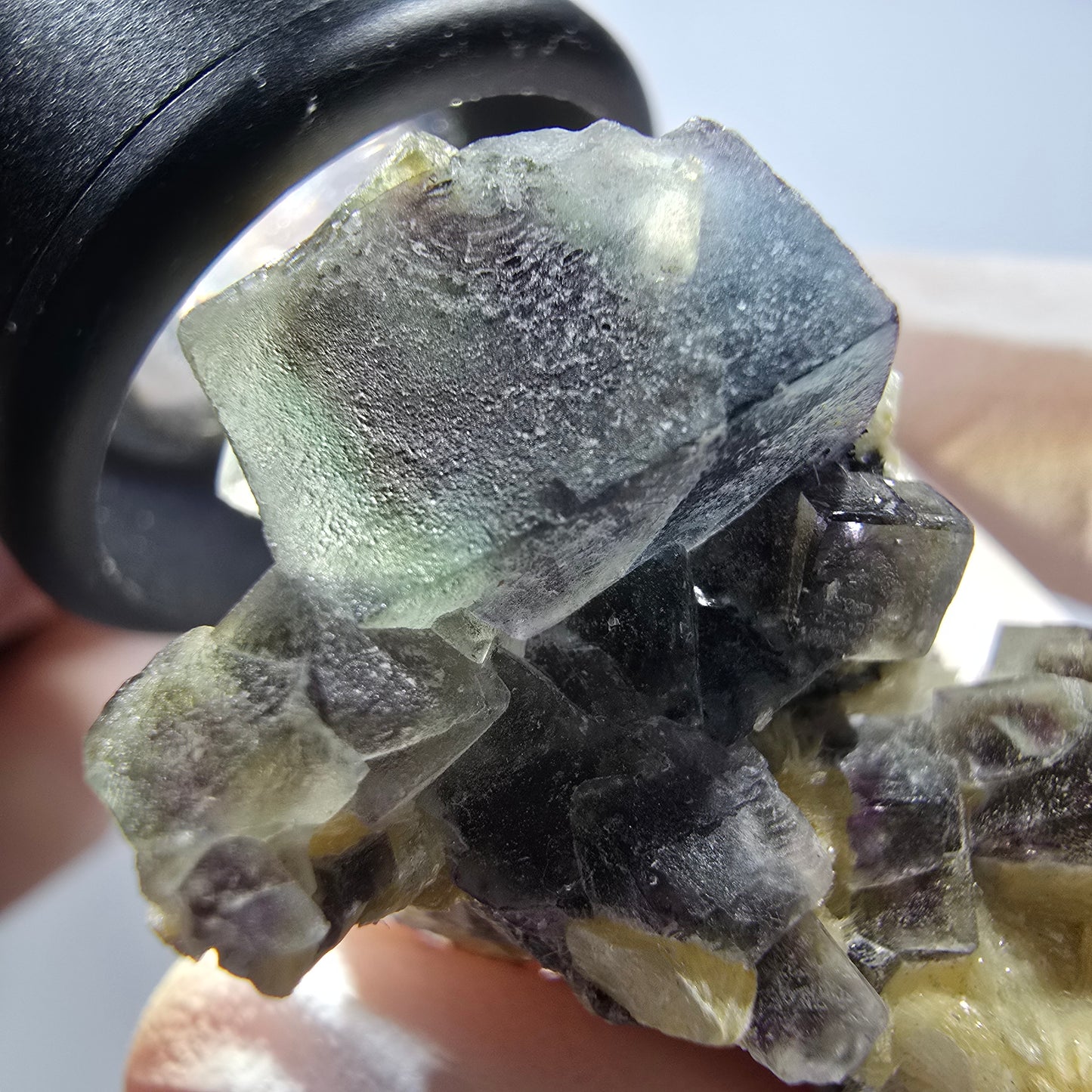 Bunte Phantom Fluorit, Schörl Turmalin, Muskovit Stufe Erongo, Namibia 44*32*27mm