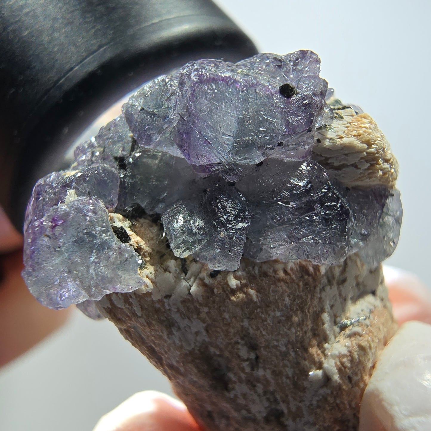 Phantom Fluorit Würfel, Schörl Turmalin, Orthoklas Stufe Erongo, Namibia 36*24*21mm