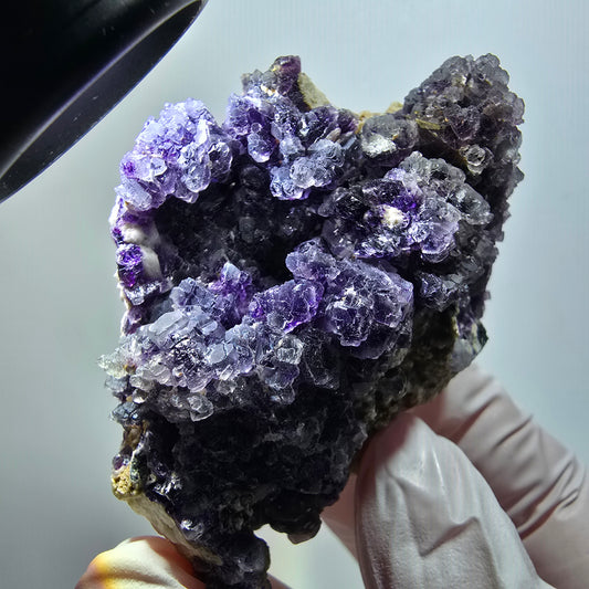 Seltene Phantom Fluorit, Muskovit, Hyalit, Orthoklas Erongo, Namibia 59*49*35mm