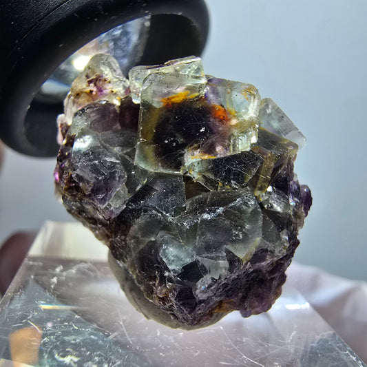 Klare Phantom Fluorit Würfel Stufe, grün gelb lila Okorusu, Namibia 26*25*17mm #11774