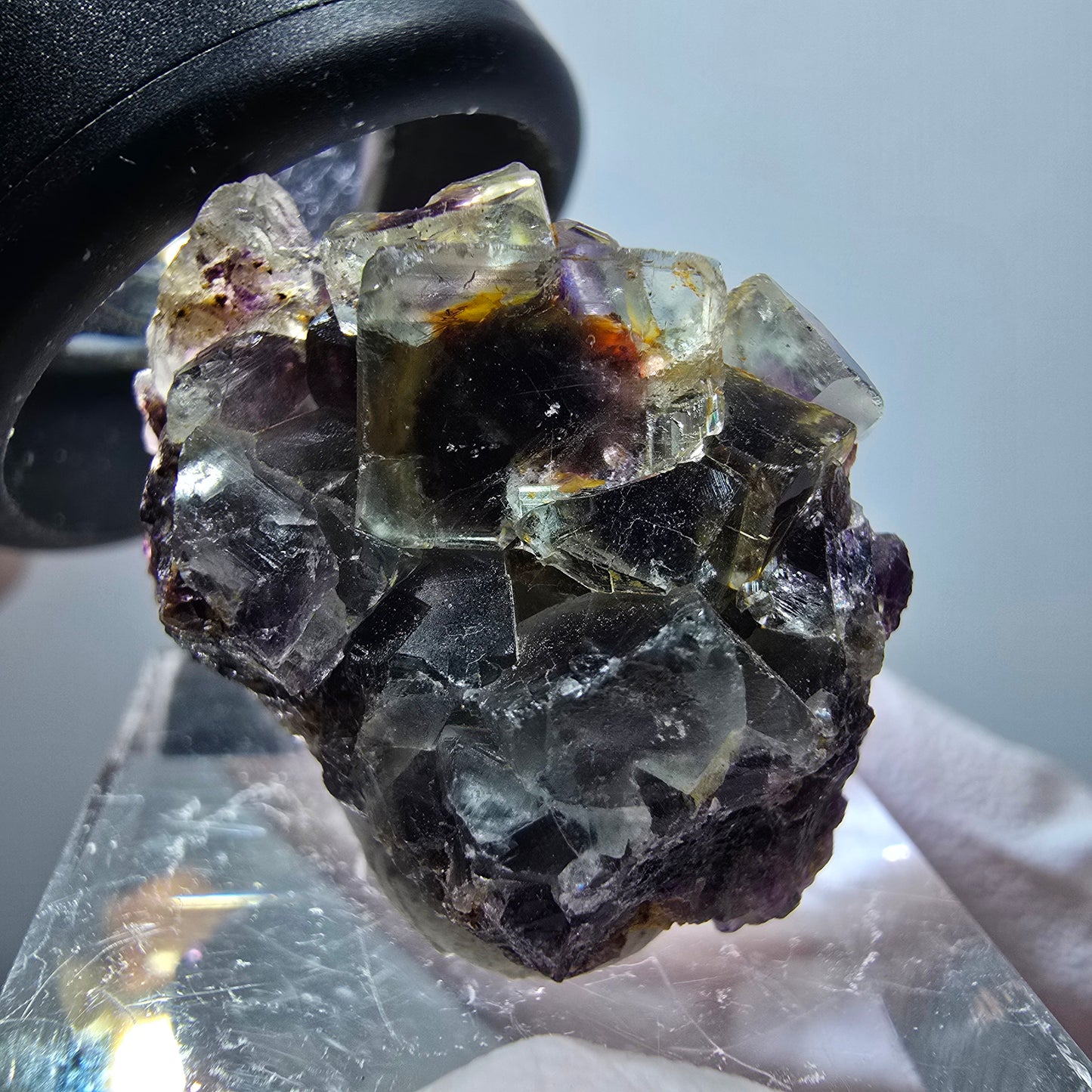 Clear Phantom Fluorite Cube Specimen, green yellow purple Okorusu, Namibia 26*25*17mm #11774