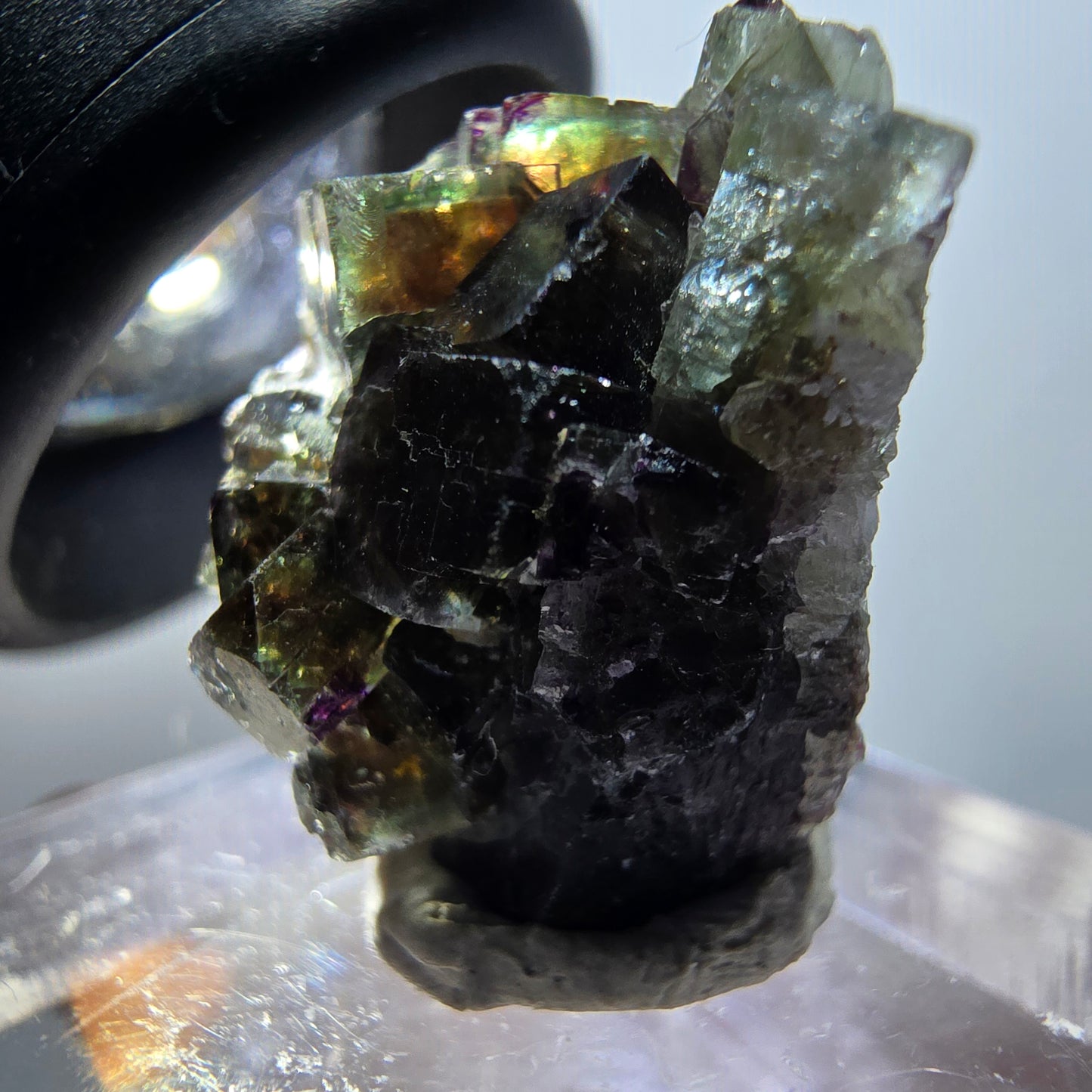 Rare spécimen de cube de fluorite fantôme, vert-violet, Okorusu, Namibie, 20*17*11 mm #11792