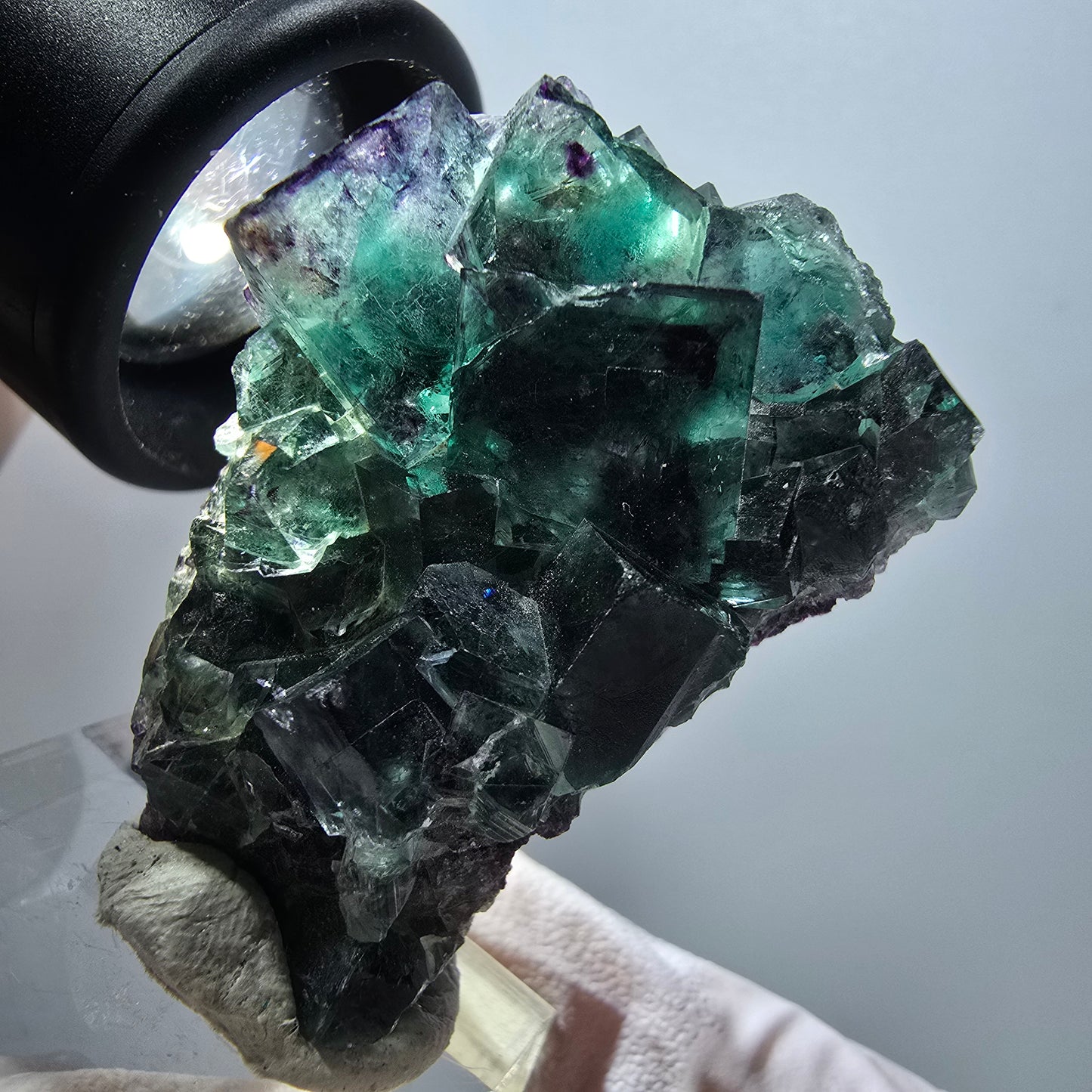 Spécimen cubique de fluorite fantôme très clair, vert-violet, Okorusu, Namibie, 43*29*14 mm, n° 11799