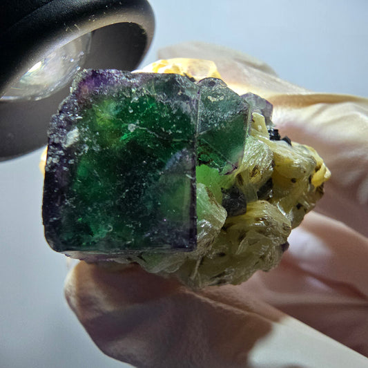 Phantom Fluorit, Muskovit, Hyalit, Schörl Turmalin, Rauchquarz Erongo, Namibia 38*36*27mm #11814