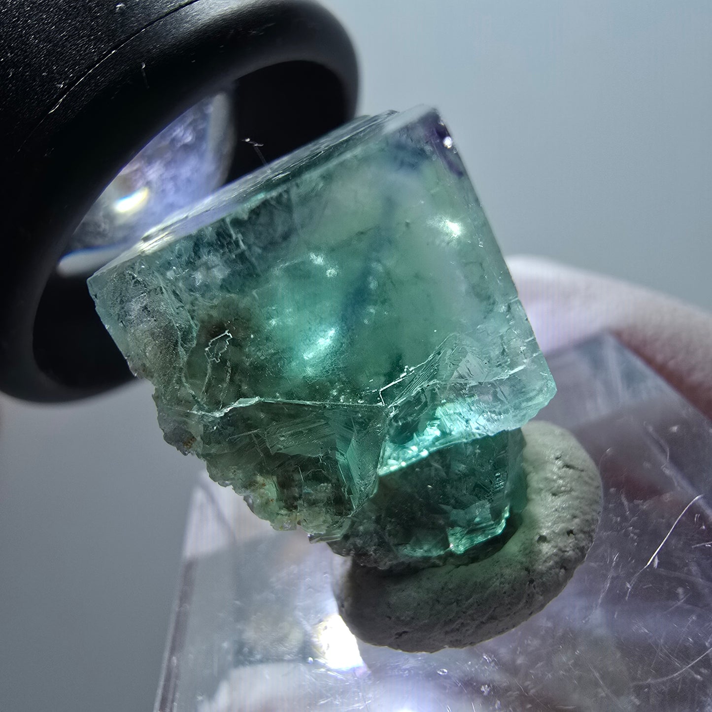 Rare spécimen de cube de fluorite fantôme, vert-violet, Okorusu, Namibie, 23*14*17 mm #11843