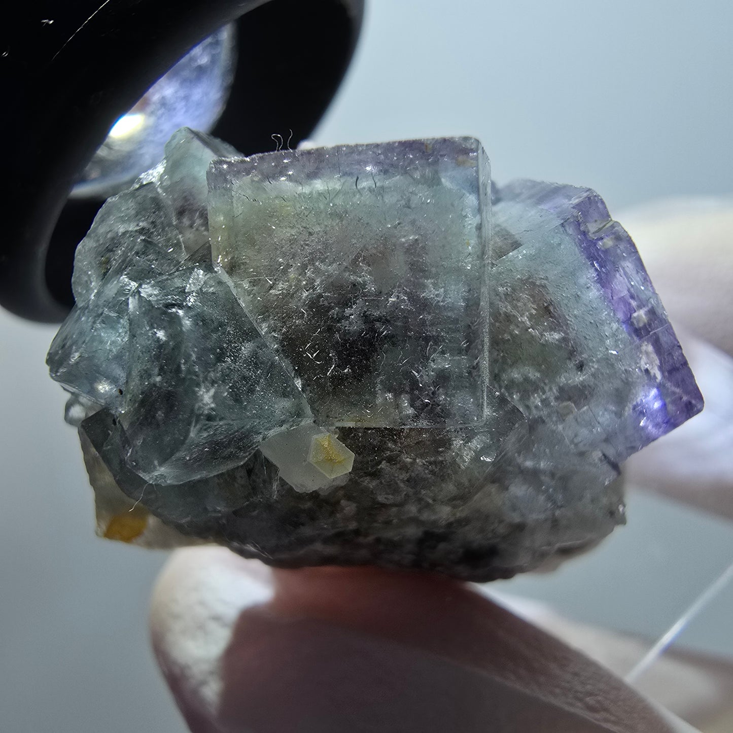 Rare Phantom Fluorite Cube, Quartz Specimen Green Purple Okorusu Namibia 35*22*22mm #11853